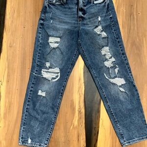 SO Distressed Dark Blue Boyfriend Jeans